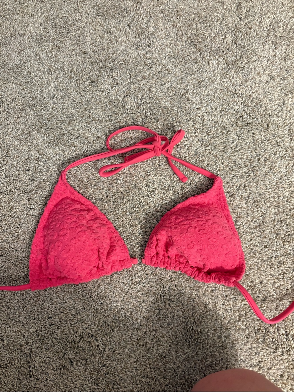SHEIN Red Textured Triangle Bikini Top